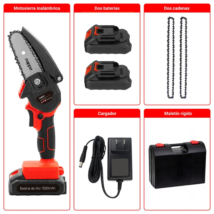 🔥 ¡Súper Combo de Poder! 🔥 🪚 Motosierra Premium ⛓️ + 2 Cadenas de Repuesto 🔋 + 2 Baterías de Larga Duración ✨